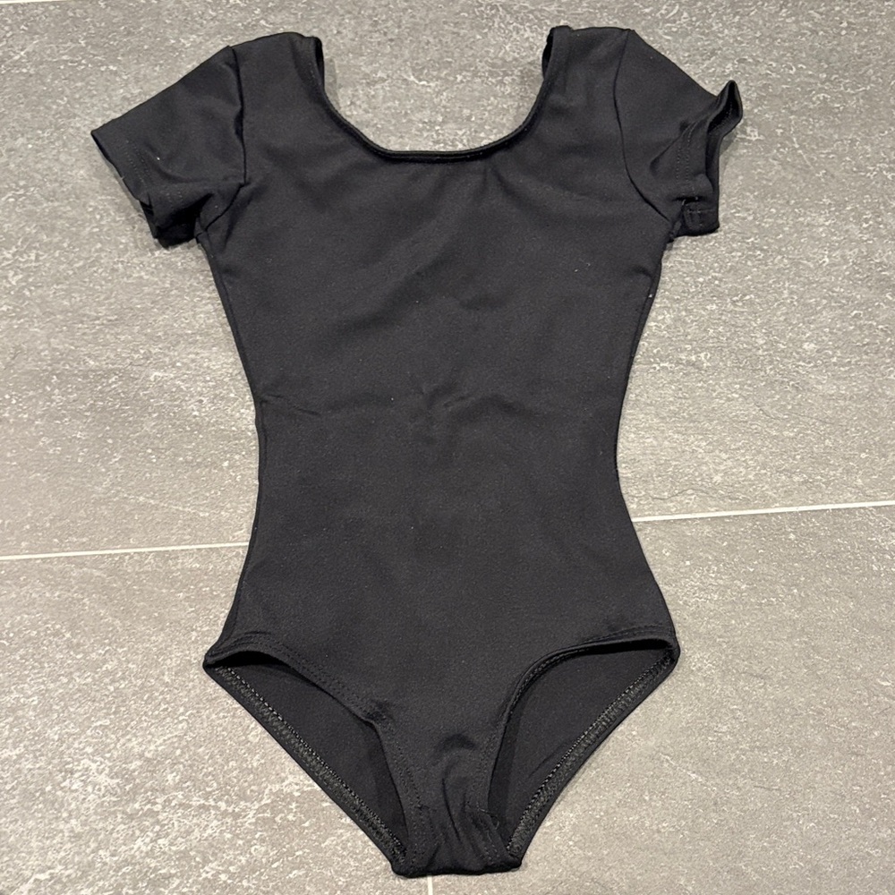 Kids Black Short Sleeve Capezio Dance Leotard